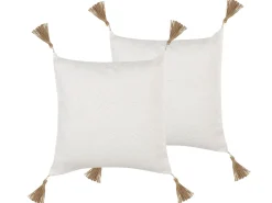 Beliani Koristetyyny Valkoinen Kohokuvioitu 45 X 45 Cm 2 Kpl Azalea Outlet