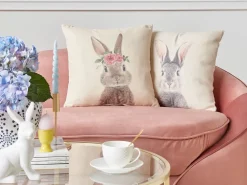 Beliani Koristetyynysetti 2Kpl Pupukuviolla Ruskeanharmaa 45 X 45 Cm Tulipa Shop