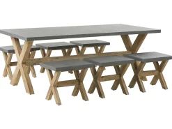 Beliani Kuitusementti Puutarhasetti 6 Jakkaralla Harmaa Olbia Best Sale