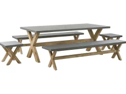 Beliani Kuitusementti Puutarhasetti 2 Penkilla Ja 2 Jakkaralla Harmaa Olbia Cheap