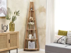 Beliani Kulmahylly 5 Hyllya Vaalea Puu Mobile Solo Cheap