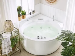 Beliani Kulmaporeamme Led-Valot Bluetooth-Kaiutin Valkoinen 150 X 114 Cm Milano Flash Sale