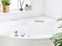 Beliani Kulmaporeamme Led-Valot Bluetooth-Kaiutin Valkoinen 150 X 114 Cm Milano Flash Sale