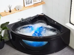 Beliani Kulmaporeamme Led-Valot Musta 205 X 146 Cm Tocoa Store