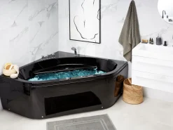 Beliani Kulmaporeamme Led-Valot Musta 200 X 140 Cm Meves Cheap