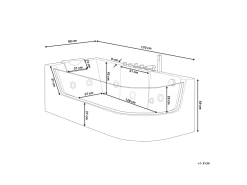 Beliani Kulmaporeamme Led-Valot Valkoinen 170 X 80 Cm Acuario Cheap