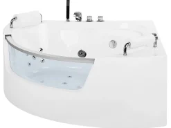 Beliani Kulmaporeamme Led-Valot Valkoinen 201 X 150 Cm Mangle Shop