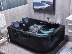 Beliani Kulmaporeamme Oikeak. Led-Valot Musta 170 X 119 Cm Bayamo Hot