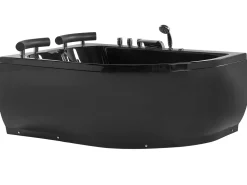 Beliani Kulmaporeamme Oikeak. Led-Valot Musta 160 X 113 Cm Paradiso Cheap