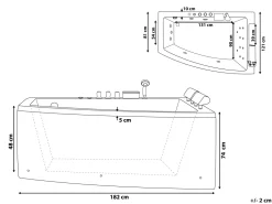 Beliani Kulmaporeamme Oikeak. Led-Valot Valkoinen 182 X 122 Cm Serrana Clearance