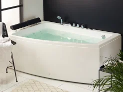 Beliani Kulmaporeamme Oikeak. Led-Valot Valkoinen 182 X 122 Cm Serrana Clearance