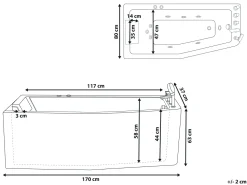 Beliani Kulmaporeamme Oikeak. Valkoinen 170 X 80 Cm Alita Discount