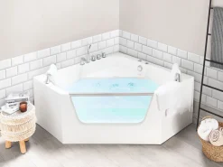 Beliani Kulmaporeamme Valkoinen 135 X 135 Cm Cantalla Hot