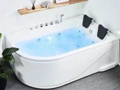 Beliani Kulmaporeamme Vasenk. Led-Valot Valkoinen 180 X 120 Cm Calama Store