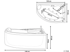 Beliani Kulmaporeamme Vasenk. Led-Valot Valkoinen 150 X 100 Cm Neiva Shop