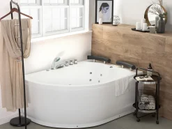 Beliani Kulmaporeamme Vasenk. Led-Valot Valkoinen 160 X 113 Cm Paradiso Cheap