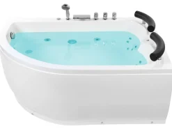 Beliani Kulmaporeamme Vasenk. Led-Valot Valkoinen 160 X 113 Cm Paradiso Cheap