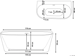 Beliani Kylpyamme Musta 170 X 80 Cm Harvey Hot