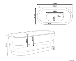 Beliani Kylpyamme Vapaasti Seisova Valkoinen 170 X 80 Cm Empresa Fashion