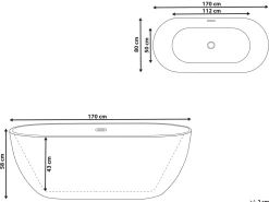 Beliani Kylpyamme Vapaasti Seisova Viininpunainen 170 X 80 Cm Carrera Outlet