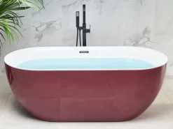 Beliani Kylpyamme Vapaasti Seisova Viininpunainen 170 X 80 Cm Carrera Outlet