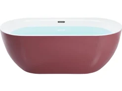 Beliani Kylpyamme Vapaasti Seisova Viininpunainen 170 X 80 Cm Carrera Outlet