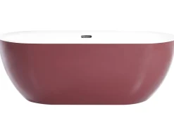 Beliani Kylpyamme Vapaasti Seisova Viininpunainen 170 X 80 Cm Carrera Outlet