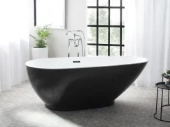 Beliani Kylpyamme Vapaasti Seisova Musta/Valkoinen 173 X 82 Cm Guiana Cheap