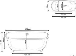 Beliani Kylpyamme Vapaasti Seisova Musta 170 X 77 Cm Tesoro Clearance