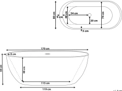 Beliani Kylpyamme Vapaasti Seisova Sinivihrea 170 X 80 Cm Nevis Hot