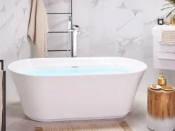 Beliani Kylpyamme Vapaasti Seisova Valkoinen 170 X 80 Cm Ovalle Best