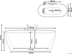 Beliani Kylpyamme Vapaasti Seisova Punainen 170 X 80 Cm Rotso Fashion
