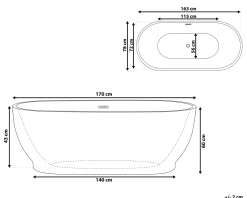 Beliani Kylpyamme Vapaasti Seisova Valkoinen 170 X 78 Cm Levera Cheap