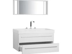 Beliani Kylpyhuoneen Kalusteet 3 Osaa Valkoinen Almeria Flash Sale