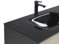 Beliani Kylpyhuoneen Kalusteet 3 Osaa Vaalea Puu/Musta 100 Cm Teruel Clearance