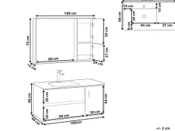 Beliani Kylpyhuoneen Kalusteet 3 Osaa Vaalea Puu/Musta 100 Cm Teruel Clearance