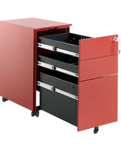 Beliani Laatikosto Metalli 3 Laatikkoa Punainen Bolsena Sale