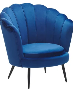 Beliani Laivastonsininen Samettinen Nojatuoli Lovikka Clearance