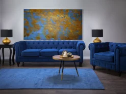 Beliani Laivastonsininen Samettiverhoiltu Nojatuoli Chesterfield Hot