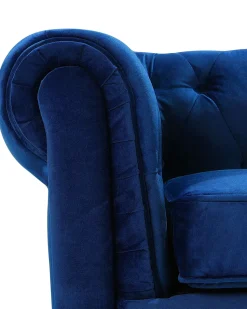 Beliani Laivastonsininen Samettiverhoiltu Nojatuoli Chesterfield Hot