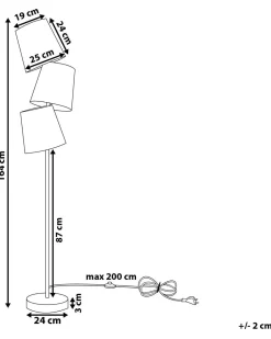 Beliani Lattiavalaisin 3 Polttimoa Metalli Harmaa Rio Grande Sale