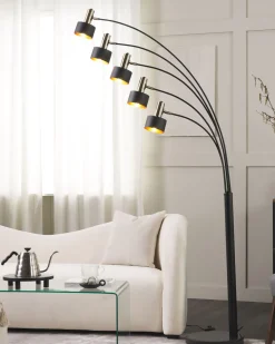 Beliani Lattiavalaisin 5 Polttimoa Rauta Musta Anbesa Best Sale