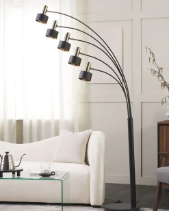 Beliani Lattiavalaisin 5 Polttimoa Rauta Musta Anbesa Best Sale