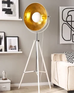 Beliani Lattiavalaisin Metalli Valkoinen/Kulta Thames Ii Cheap