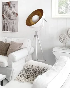 Beliani Lattiavalaisin Metalli Valkoinen/Kulta Thames Ii Cheap