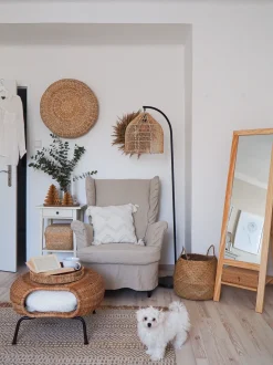 Beliani Lattiavalaisin Rottinki Luonnonvari/Musta Bernica Sale