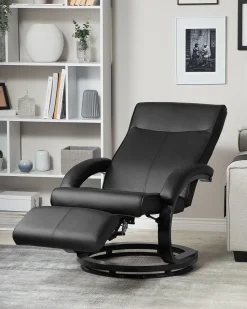 Beliani Lepotuoli Keinonahkainen Musta Might Cheap