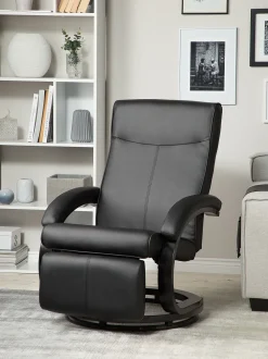 Beliani Lepotuoli Keinonahkainen Musta Might Cheap