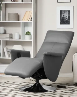 Beliani Lepotuoli Keinonahkainen Harmaa Prime Best