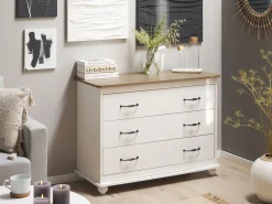 Beliani Lipasto 3 Laatikkoa Valkoinen Everett New